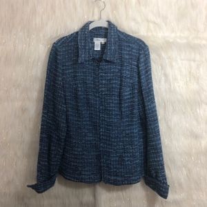 Coldwater Creek Boucle zip Jacket Blue/Lavender